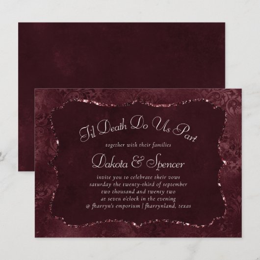 Midnight Wine Romance | Dark Satiny Grunge Damask Kaart (Voorkant / Achterkant)