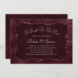 Midnight Wine Romance | Dark Satiny Grunge Damask Kaart