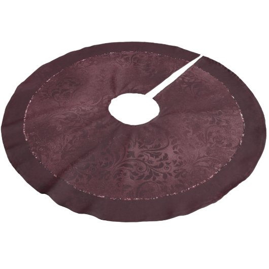Midnight Wine Romance | Dark Satiny Grunge Damask Kerstboom Rok (Gekanteld)
