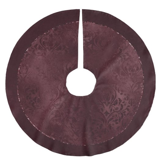 Midnight Wine Romance | Dark Satiny Grunge Damask Kerstboom Rok (Voorkant)