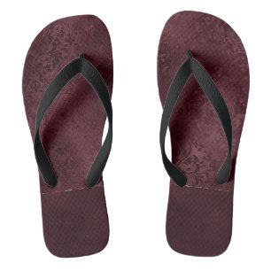 Midnight Wine Romance   Dark Satiny Grunge Damask Teenslippers