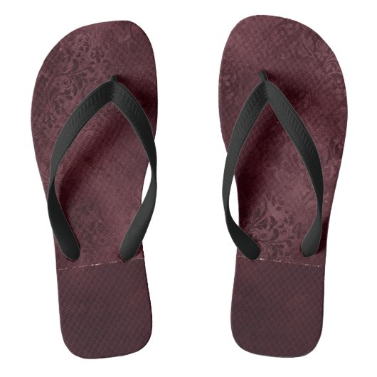 Midnight Wine Romance | Dark Satiny Grunge Damask Teenslippers (Voetbed)