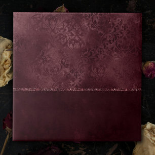 Midnight Wine Romance   Dark Satiny Grunge Damask Tegeltje