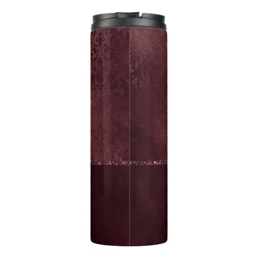 Midnight Wine Romance | Dark Satiny Grunge Damask Thermosbeker (Achterkant)