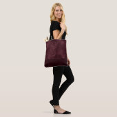 Midnight Wine Romance | Dark Satiny Grunge Damask Tote Bag (Op model)