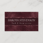 Midnight Wine Romance | Dark Satiny Grunge Damask Visitekaartje (Voorkant)