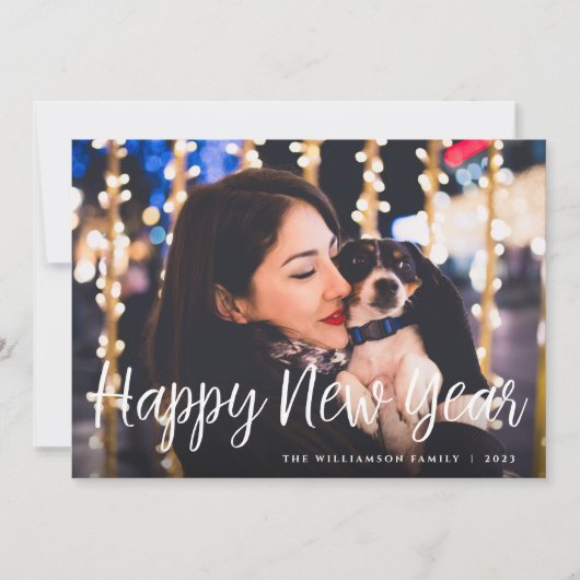 Midnight Wish | Happy New Year-foto Feestdagenkaart (Voorkant)