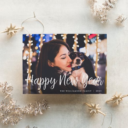 Midnight Wish | Happy New Year-foto Feestdagenkaart