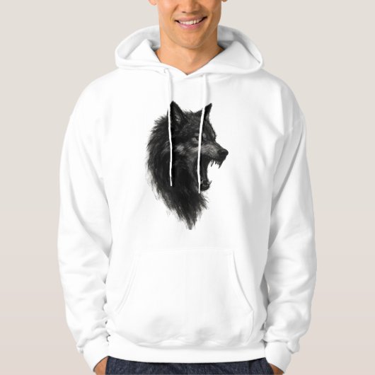 Midnight Wolf Head Roar Hoodie (Voorkant)