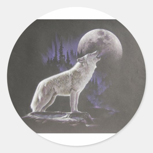 Midnight Wolf Ronde Sticker (Voorkant)