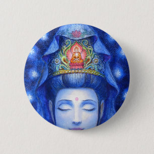 Midnight Zen Meditation Kuan Yin Ronde Button 5,7 Cm
