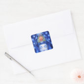 Midnight Zen Meditation Kuan Yin Vierkante Sticker (Envelop)