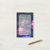 Midnight Zen Nature Pink Lotus Pond Post-it® Notes (Op bureau)