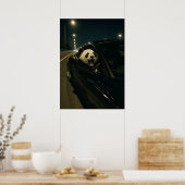 Midnightrit – Grappige panda in een sportauto muur Poster (Keuken)