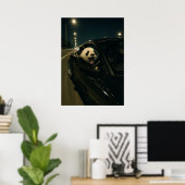 Midnightrit – Grappige panda in een sportauto muur Poster (Thuiskantoor)