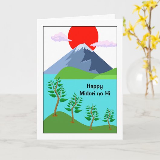 Midori no Hi Greenery Day Japanse Fuji-kaart Kaart (Gele Bloem)