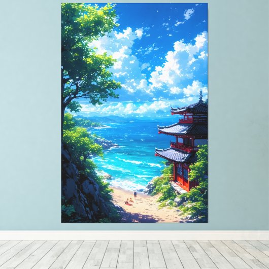 Midori to Umi no Michi Canvas Afdruk (Insitu (Houten vloer))