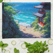 Midori to Umi no Michi  Theedoek (Gevouwen)