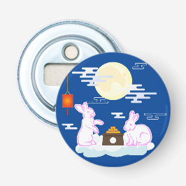 Mids-Autumnfeest Maan Konijn Mooncake Wolken Button Flesopener