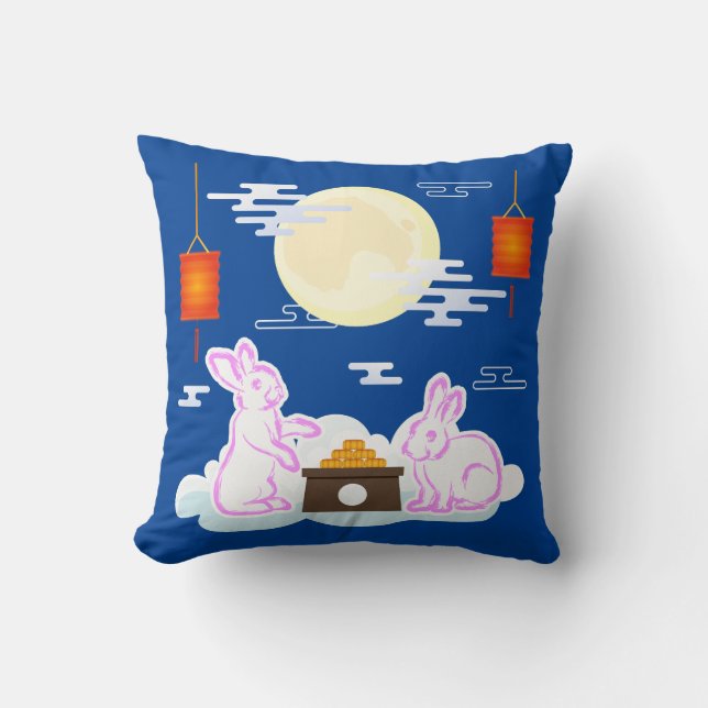 Mids-Autumnfeest Maan Konijn Mooncake Wolken Kussen (Voorkant)