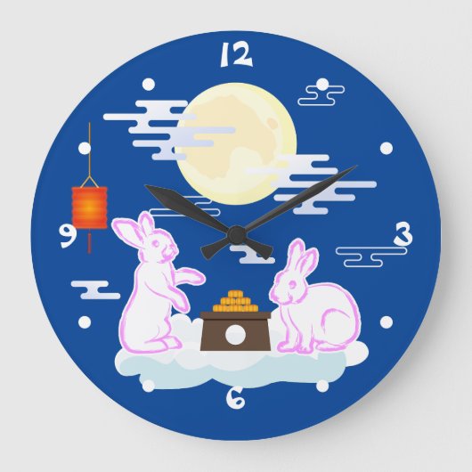 Midsfeer Moon Rabbit Mooncake Wolken Grote Klok (Voorkant)