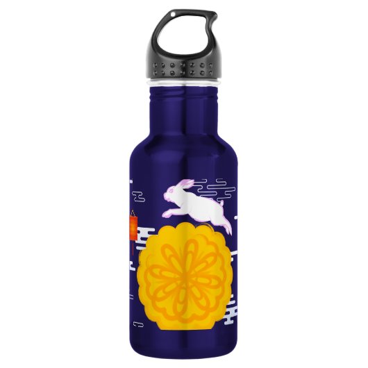 Midsfeest Maan Koek Springende Maan Konijn Waterfles (Voorkant)