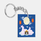 Midsfeest Maan Konijn Maancake Wolken Sleutelhanger (Voorkant Links)