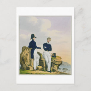 Midshipmen, bord 3 uit 'Costume of the Royal Nav' Briefkaart