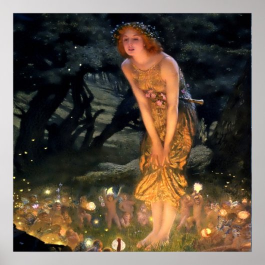 “Midsummer Eve” door Edward Robert Hughes Poster (Voorkant)