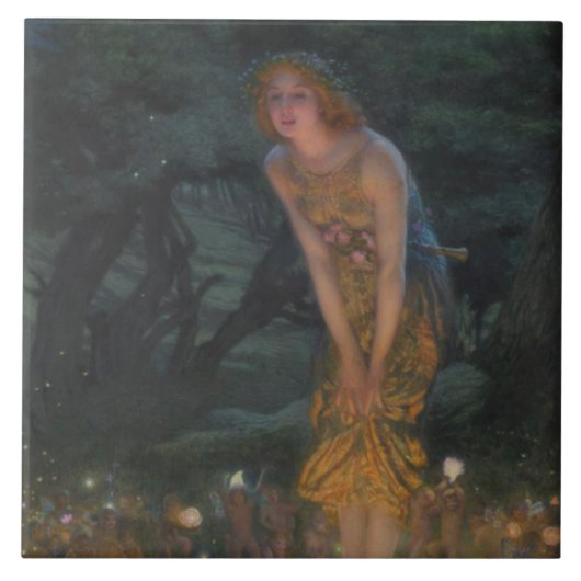 Midsummer Eve (door Edward Robert Hughes) Tegeltje (Voorkant)