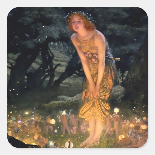 “Midsummer Eve” door Edward Robert Hughes Vierkante Sticker (Voorkant)