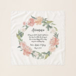 Midsummer Floral Bloemenmeisje Gedicht Sjaal<br><div class="desc">Schenk je bloemenmeisje met deze schattige chiffon sjaal met haar naam, je namen en een vertederend gedicht omringd door een krans van roze en perzik waterverf pioenbloemen die overeenkomen met onze Midsummer bloemenbruidssuite. Het gedicht luidt: "Vandaag heb je een mand bloemen, op een dag zal het het boeket zijn. Hier...</div>