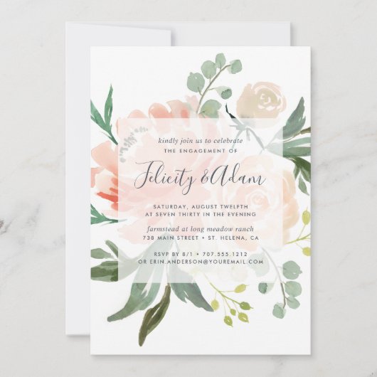 Midsummer Floral Engagement Party Uitnodiging (Voorkant)