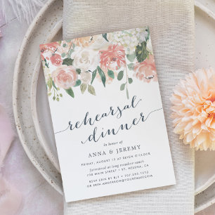 Midsummer Floral   Rehearsal Dinner Invitation Kaart
