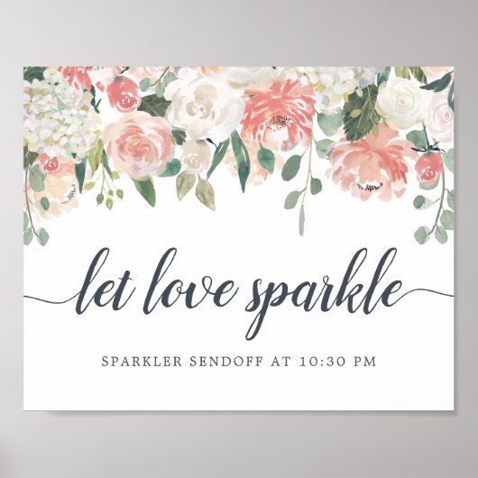 MidSummer Floral Wedding Sparkler Sendoff Poster (Voorkant)