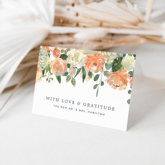 Midsummer Peach Bloemige Gepersonaliseerde Dankjew Bedankkaart