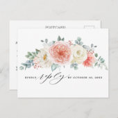 Midsummer Peach Pastel Roze Bloemen Huwelijk RSVP Briefkaart (Voorkant / Achterkant)