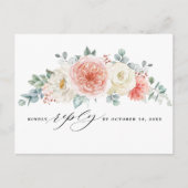 Midsummer Peach Pastel Roze Bloemen Huwelijk RSVP Briefkaart (Voorkant)