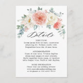 Midsummer Peach Pastel Roze Bloemen Trouwdetails Informatiekaartje (Voorkant)