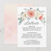 Midsummer Peach Pastel Roze Bloemen Trouwdetails Informatiekaartje (Voorkant / Achterkant)