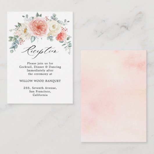 Midsummer Peach Pastel Roze bruiloft receptie Informatiekaartje (Voorkant / Achterkant)