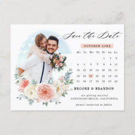 Midsummer Peach Pastel Roze kalender Bewaar de dat Briefkaart