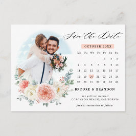 Midsummer Peach Pastel Roze kalender Bewaar de dat Briefkaart