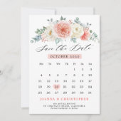 Midsummer Perzik Pastel Roze Bloemencalender Save The Date (Voorkant)