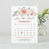 Midsummer Perzik Pastel Roze Bloemenkalender Save The Date (Staand voorkant)