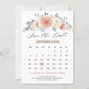 Midsummer Perzik Pastel Roze Bloemenkalender Save The Date