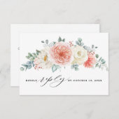 Midsummer Perzik Pastel Roze Bloemige Trouwdag RSVP Kaartje (Voorkant / Achterkant)