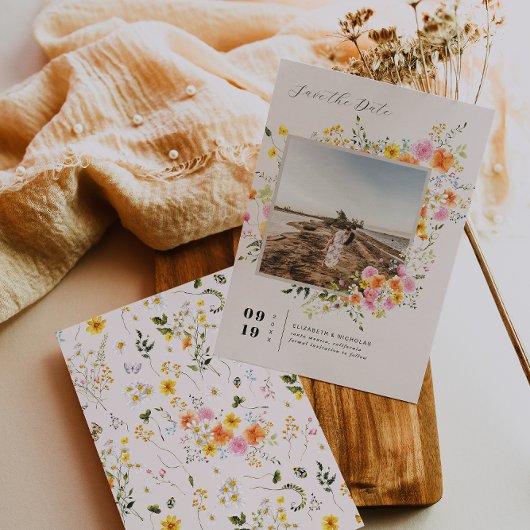 Midsummer | Romantische Herfst Bloemen Foto Save The Date