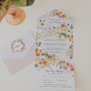 Midsummer Romantische herfstbloemen All In One Uitnodiging