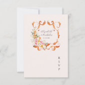 Midsummer | Romantische herfstbloemen trouw crest RSVP Kaartje (Voorkant)